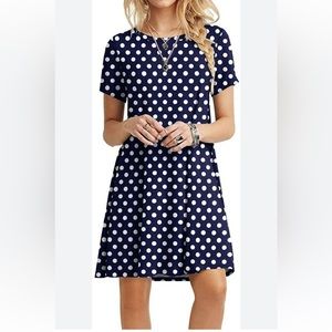 Popyoung | LIKE NEW Polka dot blue and white short sleeve dress size ext…
